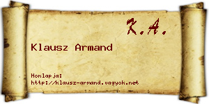 Klausz Armand névjegykártya